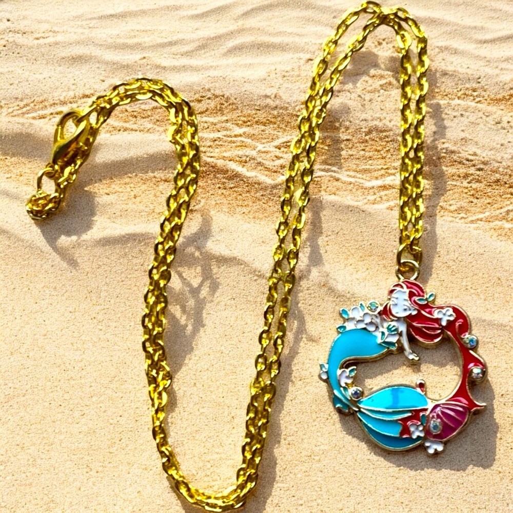 Mermaid Gold and Multicolor Pendant Necklace Ariel - Picture 2 of 5